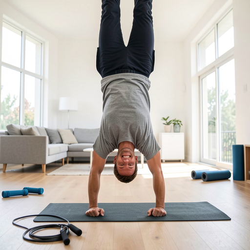 man jumping rope indoors