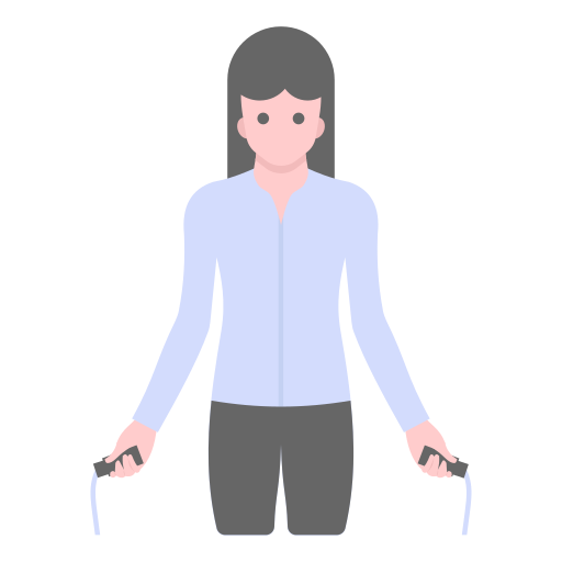woman with round eyes jumping rope