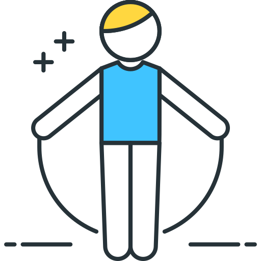 handsome person with yellow hair jumping rope