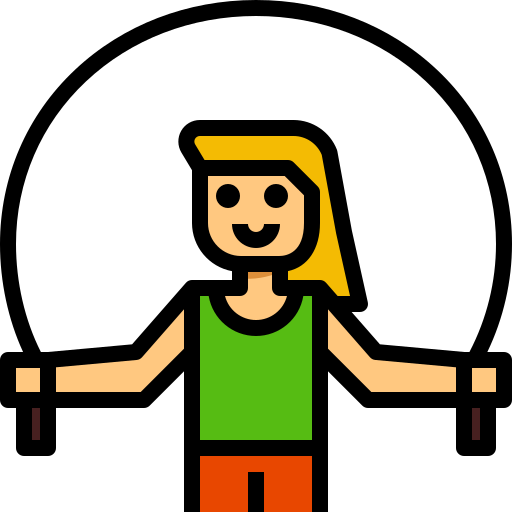 woman jumping rope with a happy face